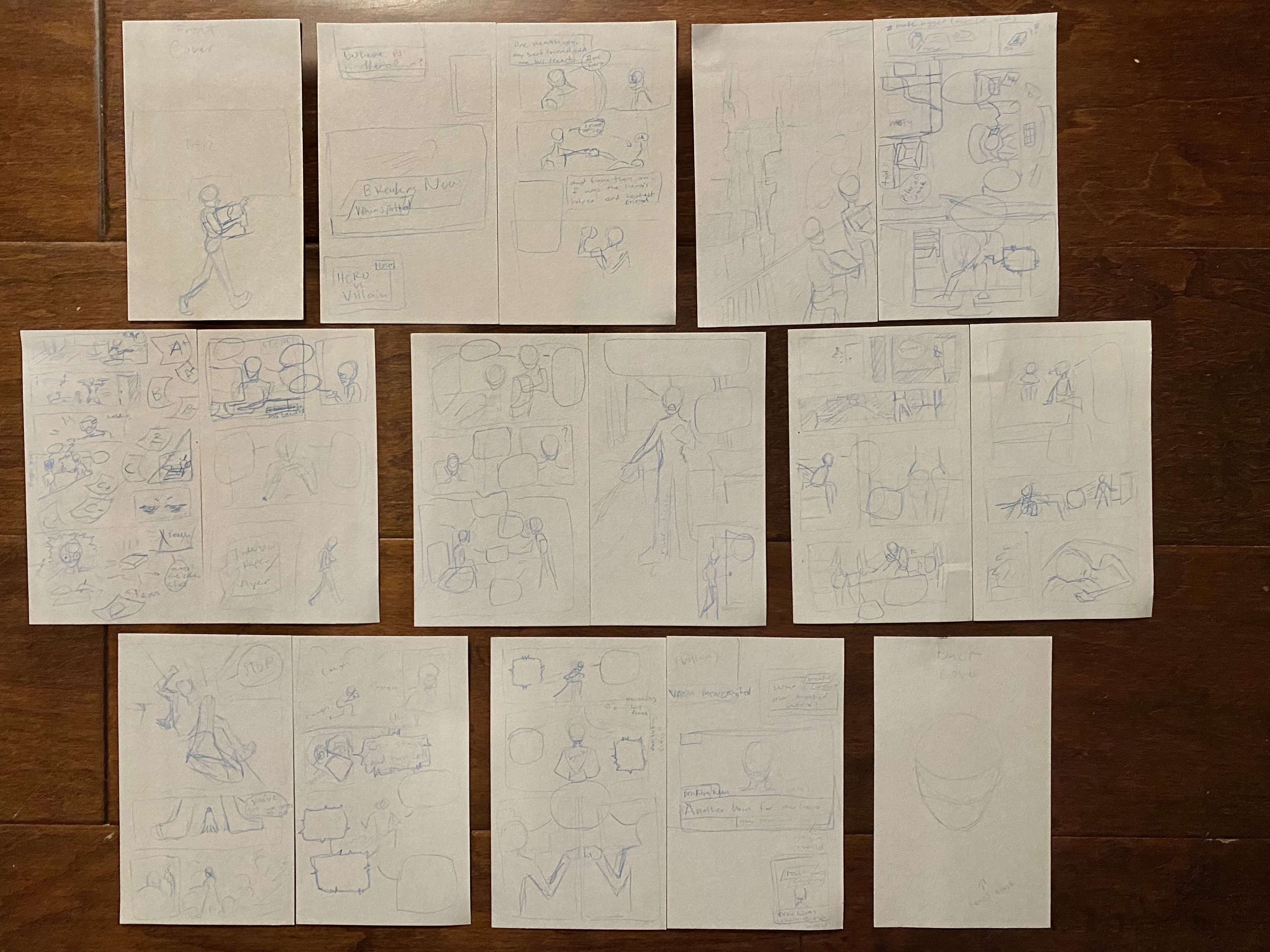 Index card general sketch and story layout