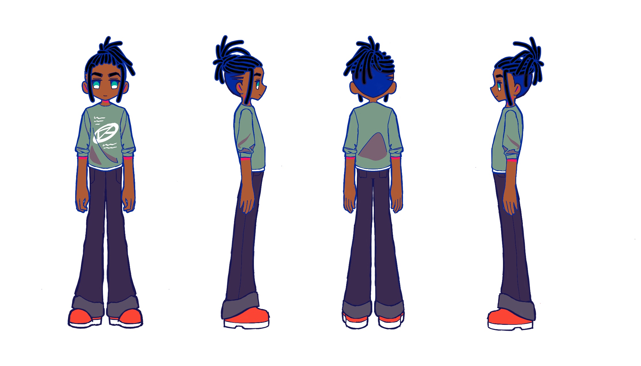 Sub-main character turnaround casual outfit