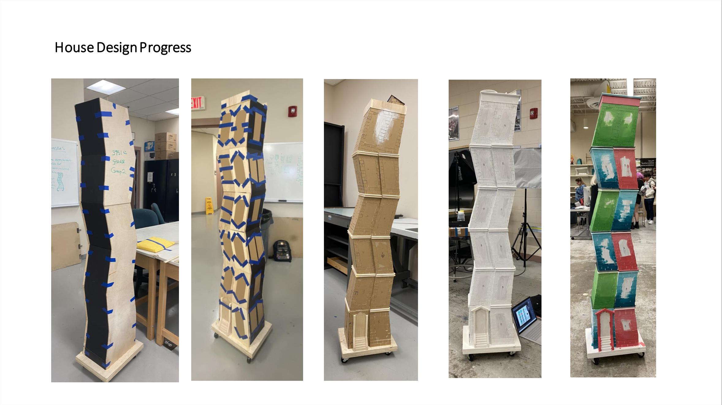 Progress images of constructing the sculpture.